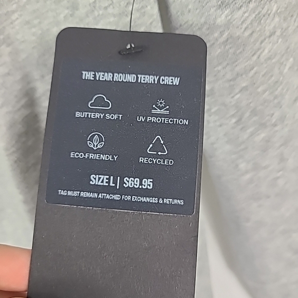 NEW Fabletics Men's The Year Round Terry Crew Neck Sweatshirt Grey $70 NWT - Picture 5 of 7